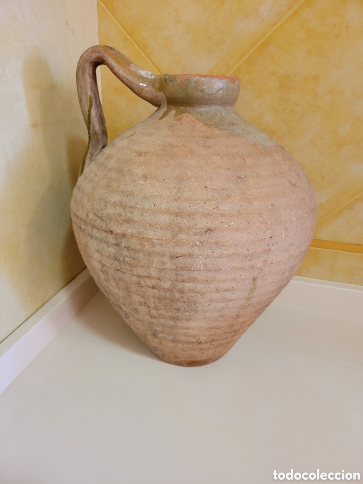 Antig&uuml;edades: ANTIGUA CANTARA VIDRIADA INTERIOR 43 Cm.