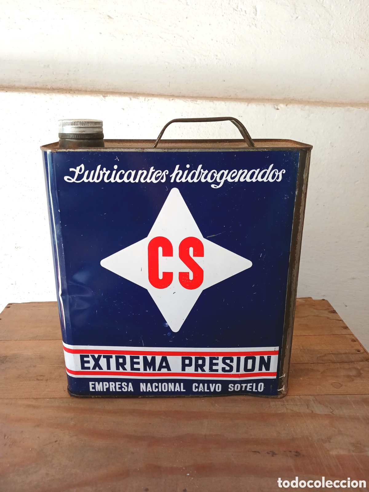 Antig&uuml;edades: Lata vintage de la marca Empresa Nacional Calvo Sotelo