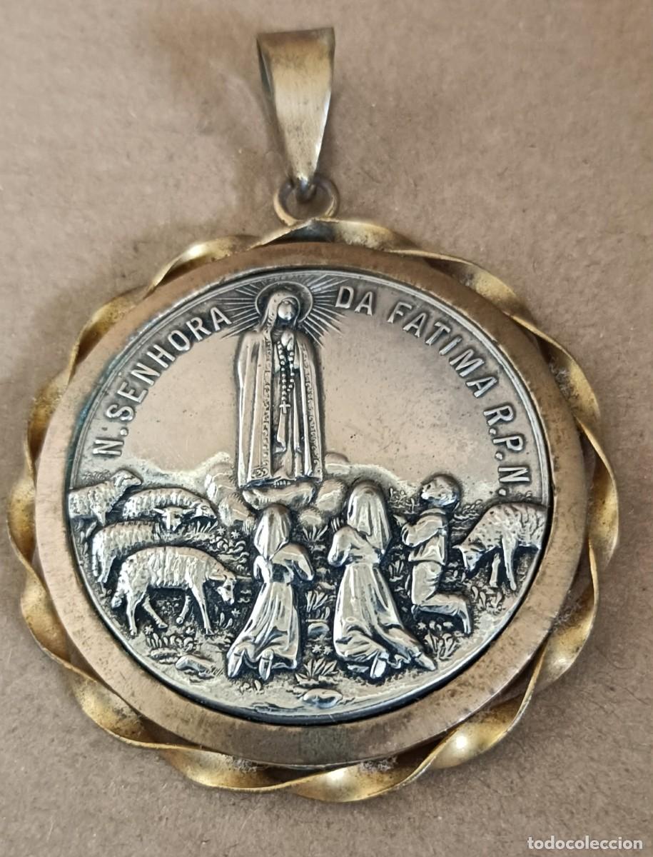 Antig&uuml;edades: Medalla religiosa antigua de la colecci&oacute;n de Nuestra Se&ntilde;ora de F&aacute;tima y los Pastorcitos de Portugal