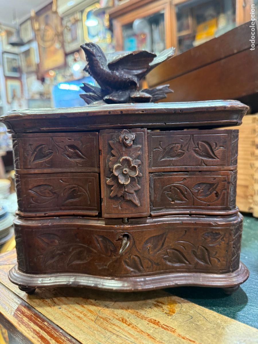 Antig&uuml;edades: ANTIGUO Y PRECIOSO JOYERO DE MADERA - MEDIDA TOTAL 24X20X12 CM