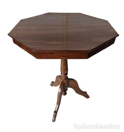 Antig&uuml;edades: Mesa de Centro Octogonal, Isabelina - Madera de Caoba - S.XIX
