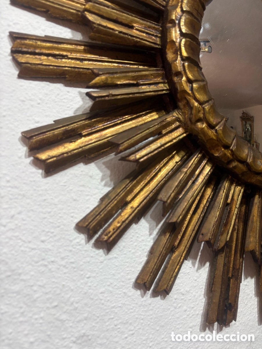 Antig&uuml;edades: ESPEJO SOL MADERA DORADO - Foto 4