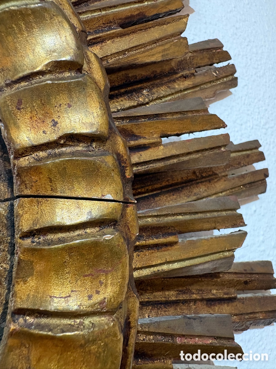 Antig&uuml;edades: ESPEJO SOL MADERA DORADO - Foto 6