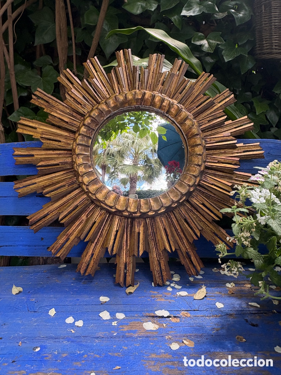 Antig&uuml;edades: ESPEJO SOL MADERA DORADO - Foto 7