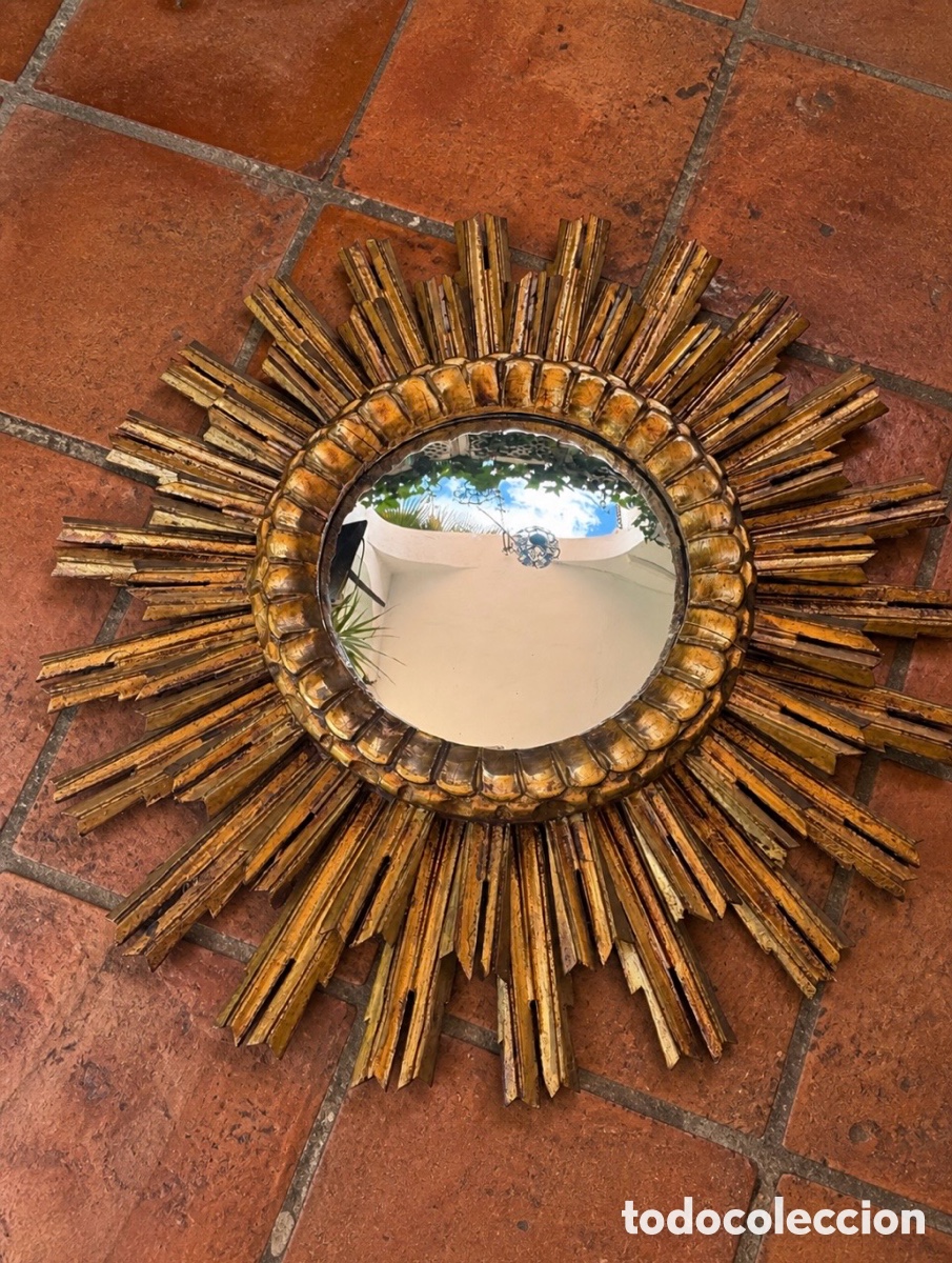 Antig&uuml;edades: ESPEJO SOL MADERA DORADO - Foto 11