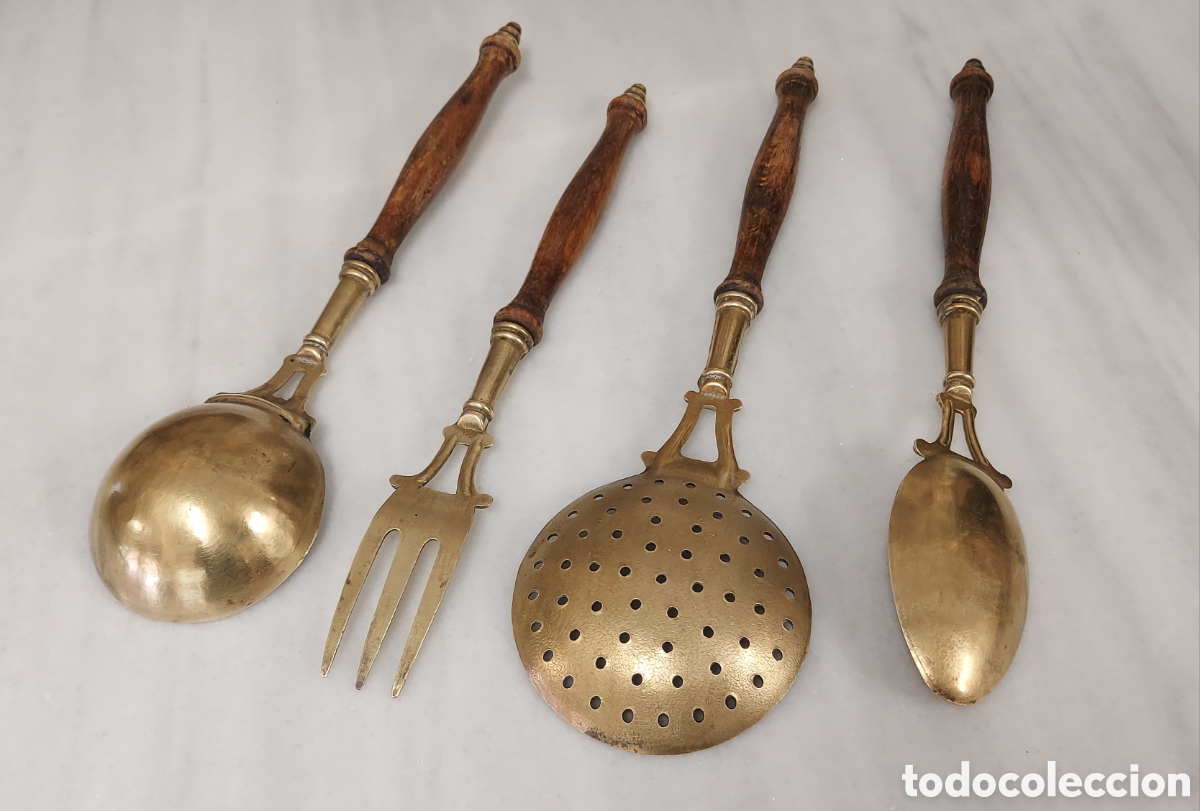 Antig&uuml;edades: Piezas de cocina de bronce circa 1950 - Foto 5