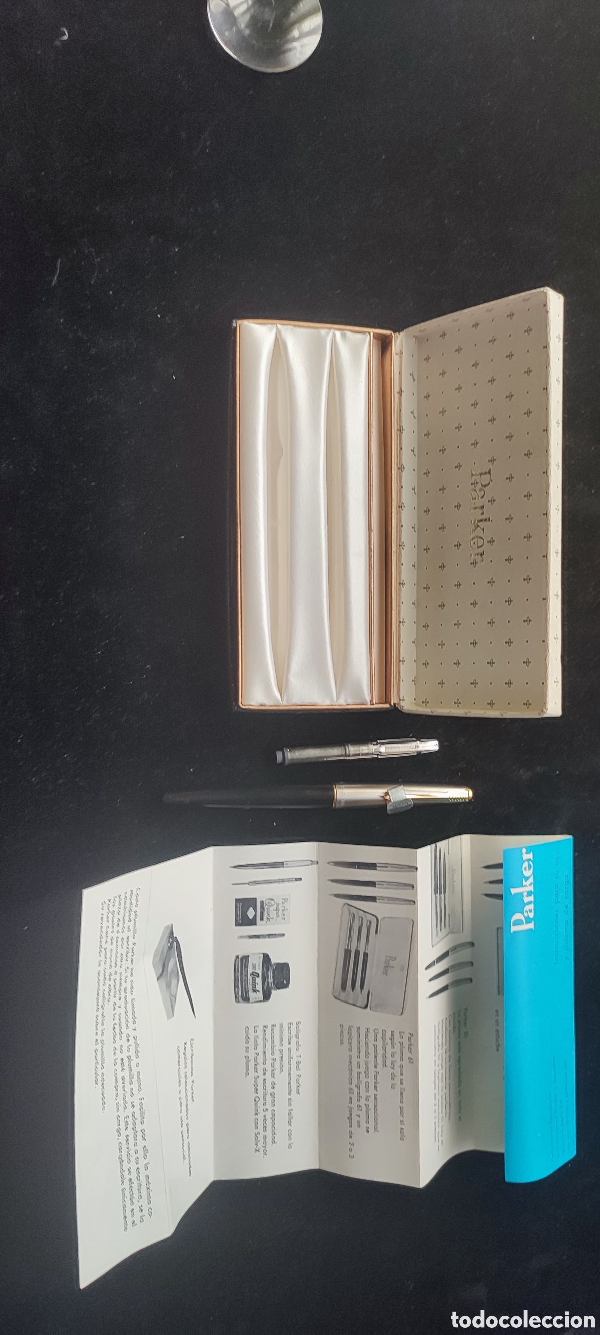 Antig&uuml;edades: Bol&iacute;grafo original Parker 45 en su estuche original incluye cargador de tinta y folleto uso