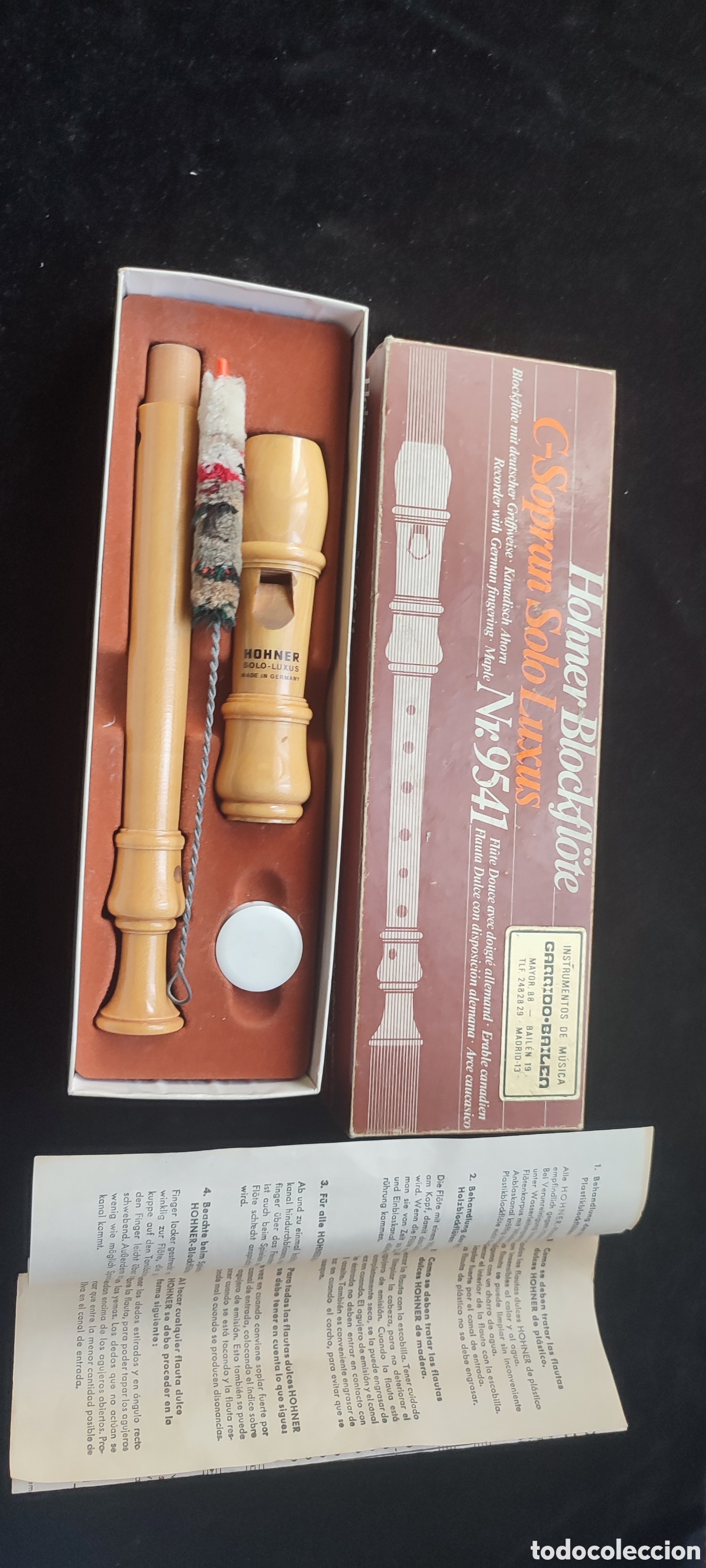 Antig&uuml;edades: Flauta dulce soprano marca Hohner modelo Solo Luxus en su caja original