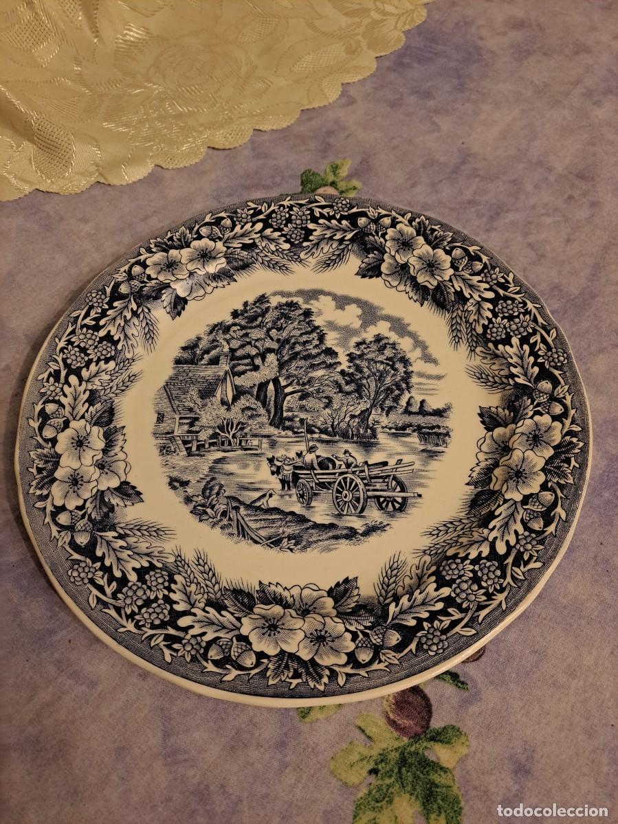 Antig&uuml;edades: Antigua bandeja de porcelana tem&aacute;tica estilo ingles, made in Italy