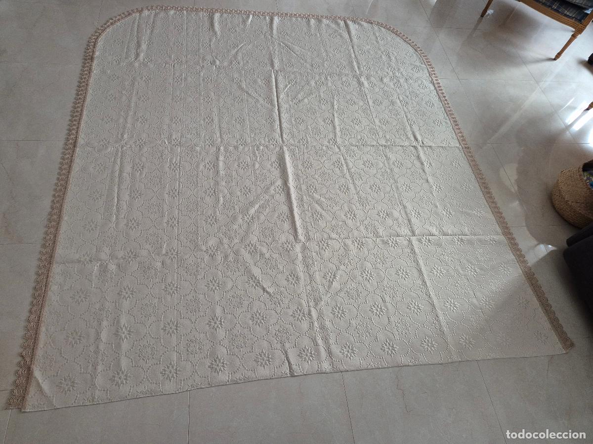 Antig&uuml;edades: Colcha Cama Ganchillo Beige y Marr&oacute;n - Foto 4