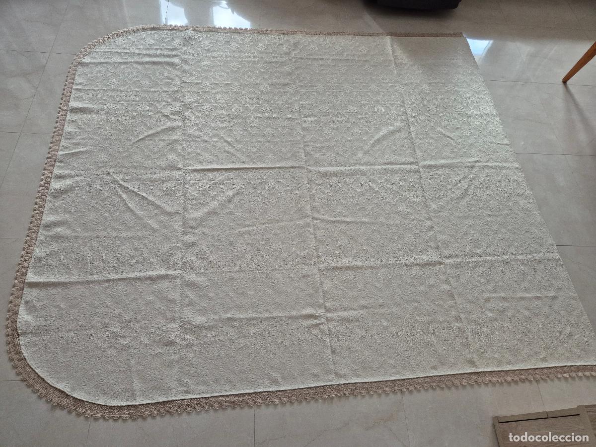 Antig&uuml;edades: Colcha Cama Ganchillo Beige y Marr&oacute;n - Foto 8