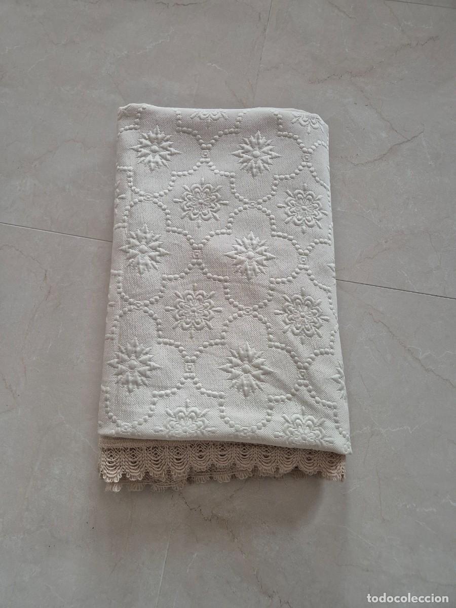 Antig&uuml;edades: Colcha Cama Ganchillo Beige y Marr&oacute;n - Foto 10