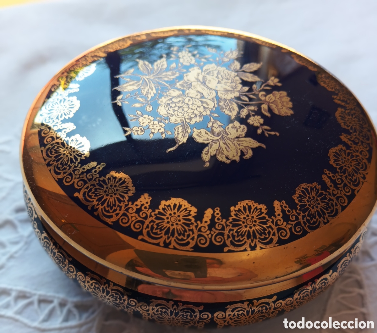 Antiquit&auml;ten: Caja de porcelana Limoges Francia dorado oro vintage