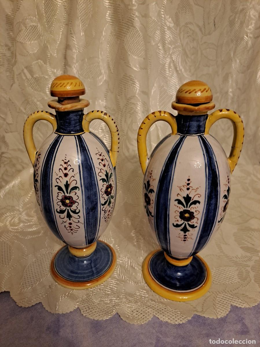 Antig&uuml;edades: Precioso juego de aceitera y vinagrera de cer&aacute;mica Deruta made in italy, pintados a mano.