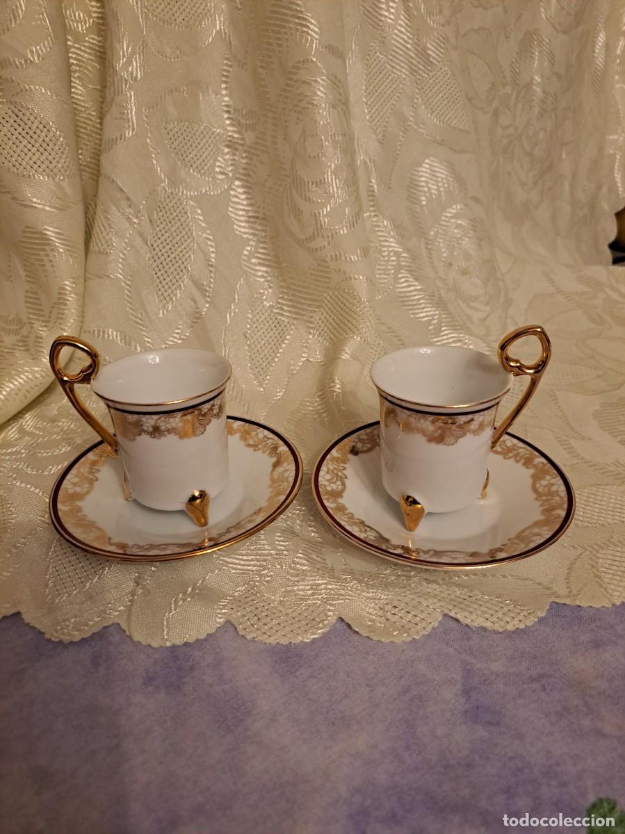 Antig&uuml;edades: Precioso tu y yo de cafe de porcelana fina, Sil&eacute;a