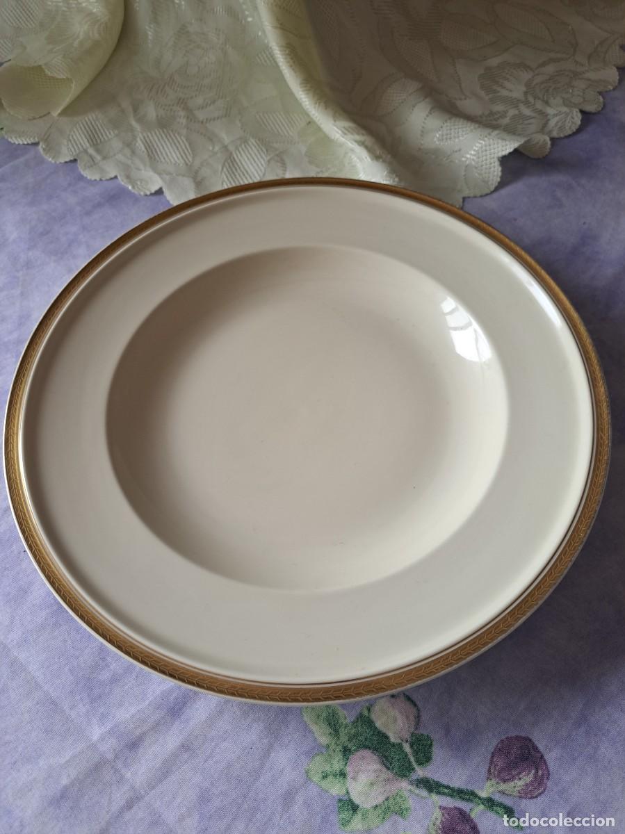 Antiques: Preciosa fuente honda de porcelana Rosenthal Winifred Theodor Meyer, ribete de oro.