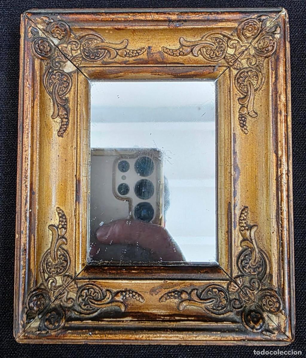 Antig&uuml;edades: Marco antiguo dorado con espejo 13x10 estilo cl&aacute;sico decorativo