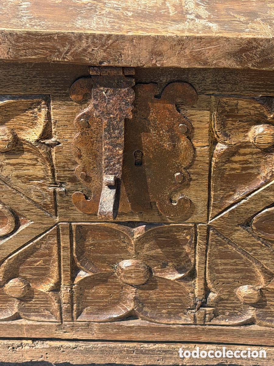 Antig&uuml;edades: Arca o arc&oacute;n de madera tallado XVIII - Foto 4