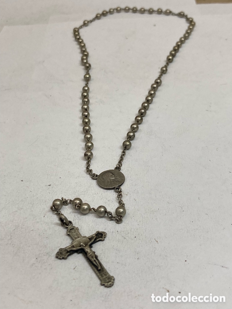 Antiguidades: Rosario de plata religiosa CC443