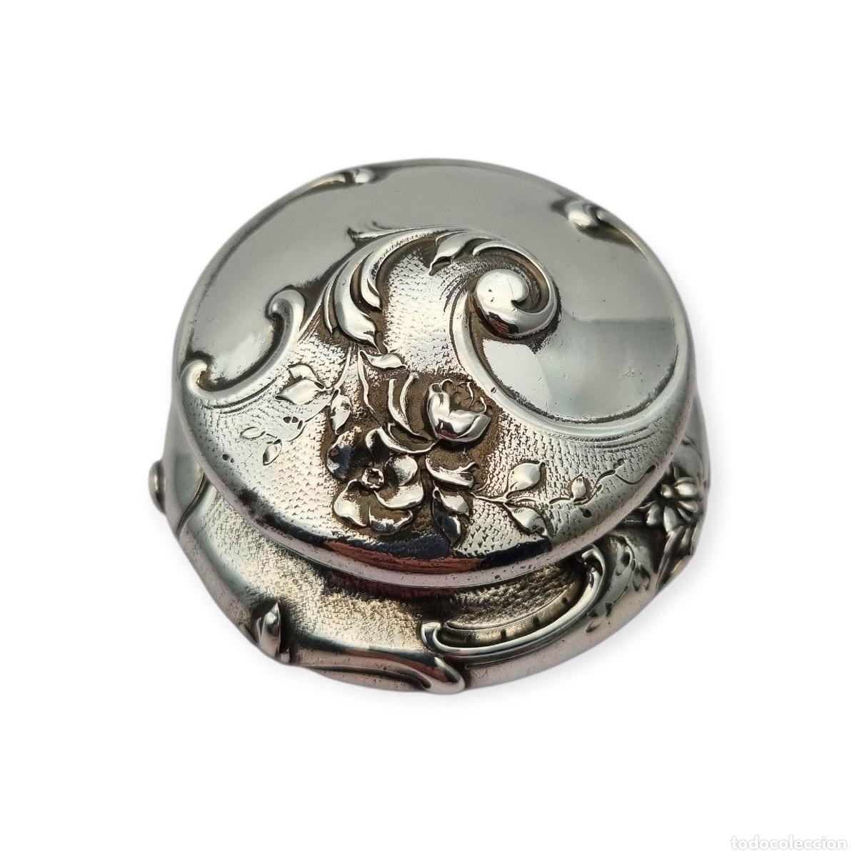 Antig&uuml;edades: Caja pastillero Art Nouveau plata 950, Cardeilhac Par&iacute;s, punz&oacute;n Minerva 1, Circa 1890-1910
