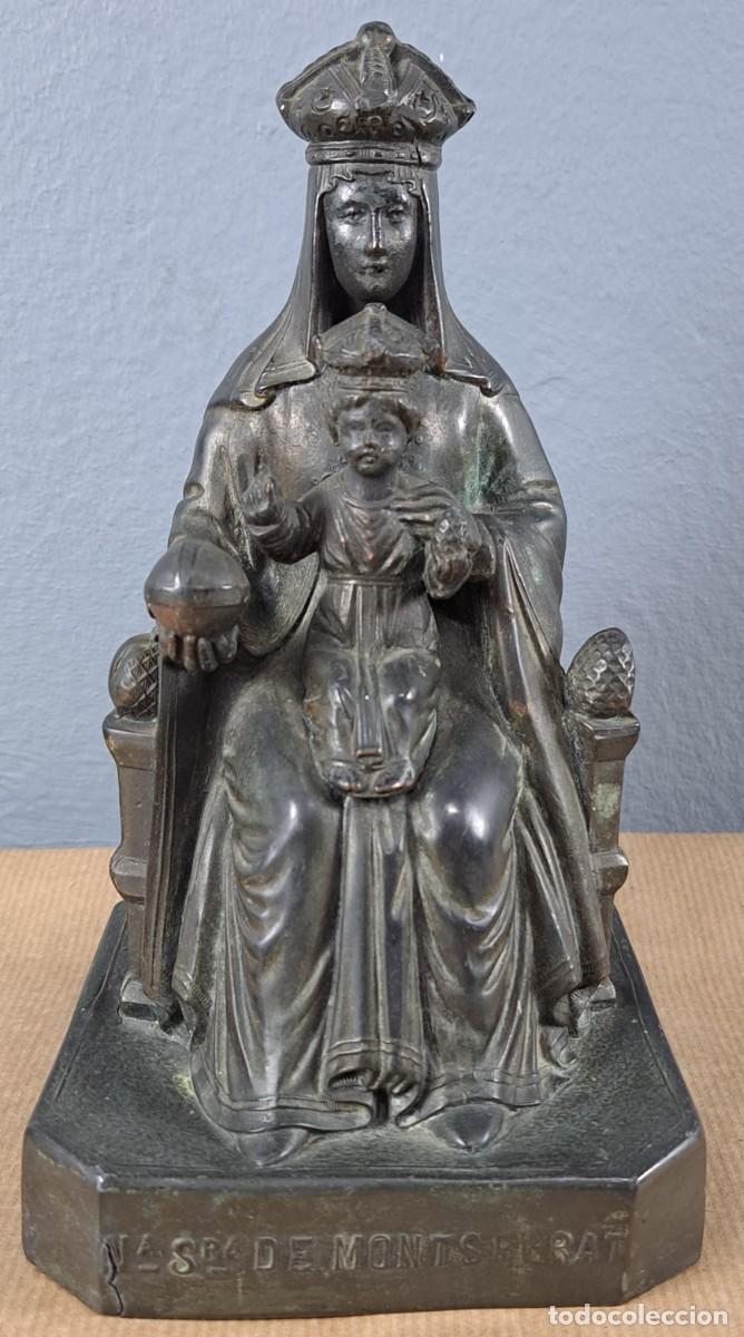 Antig&uuml;edades: Ntra. Sra. de Montserrat, figura de calamina 20 cm, finales S. XIX