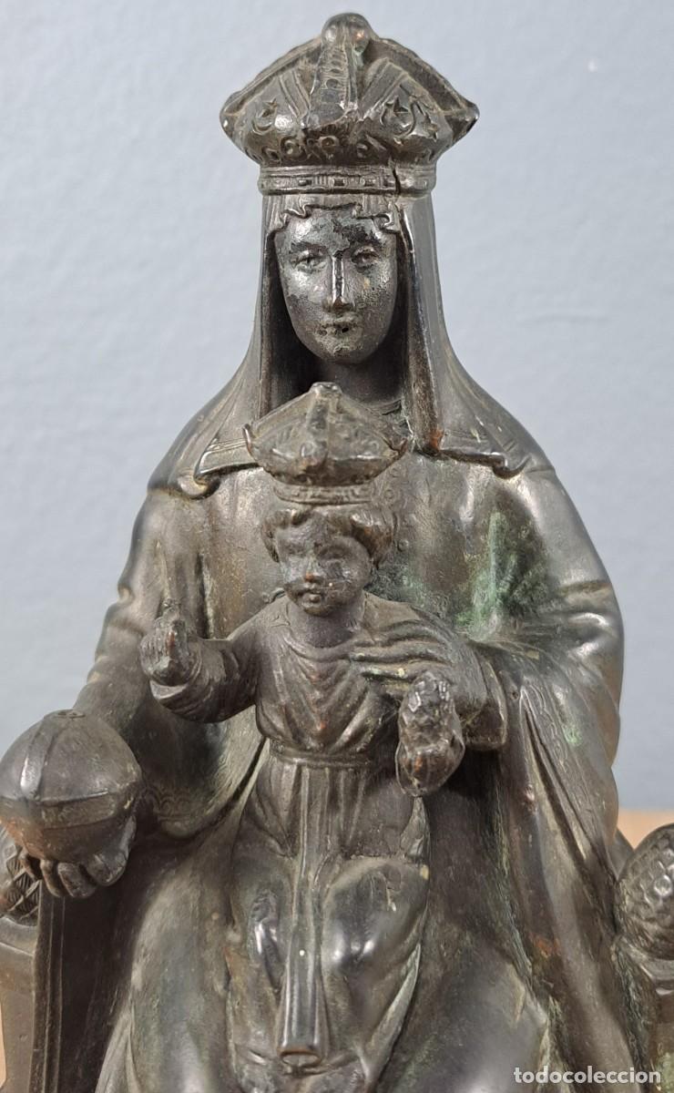 Antiques: Ntra. Sra. de Montserrat, figura de calamina 20 cm, finales S. XIX