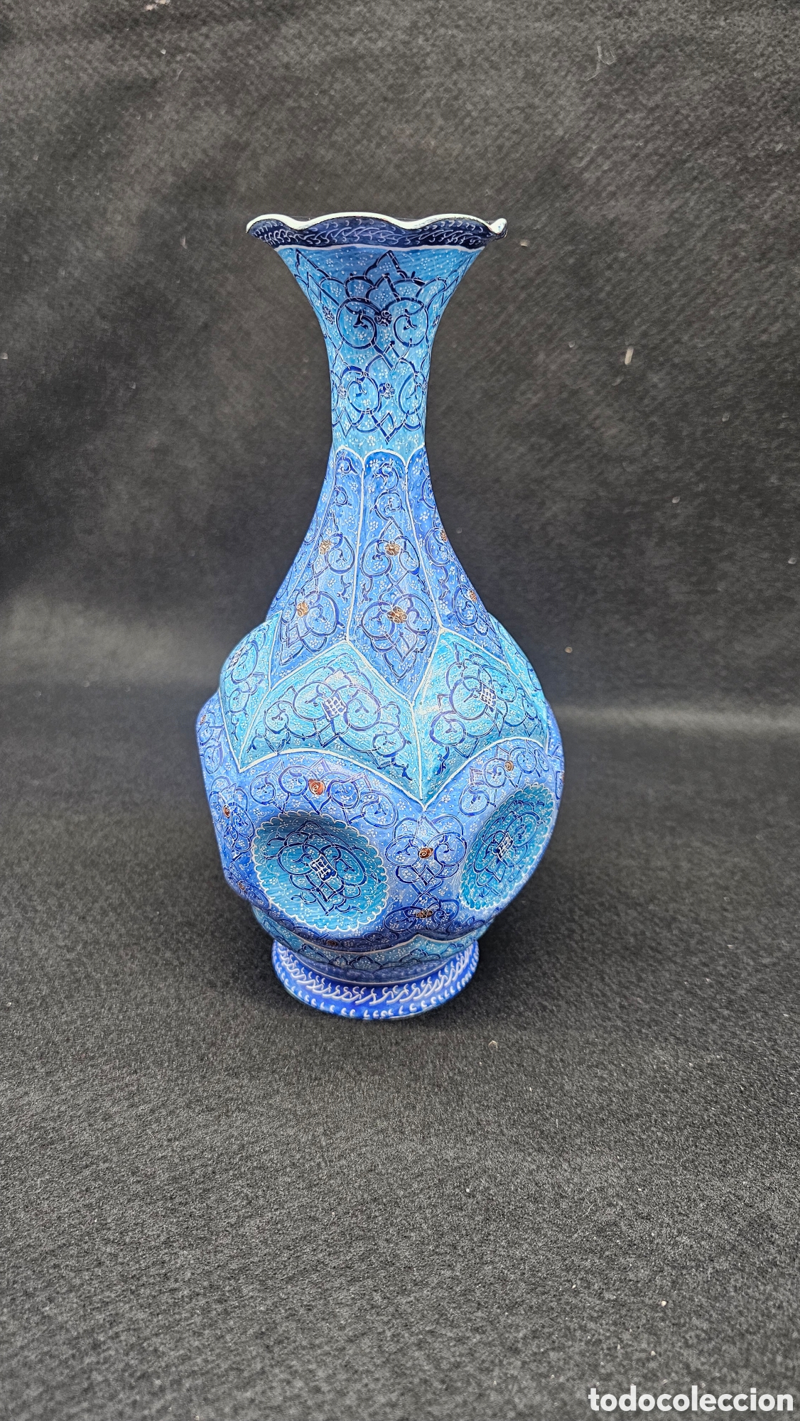 Antiques: Precioso jarron de hierro esmaltado pintado a mano