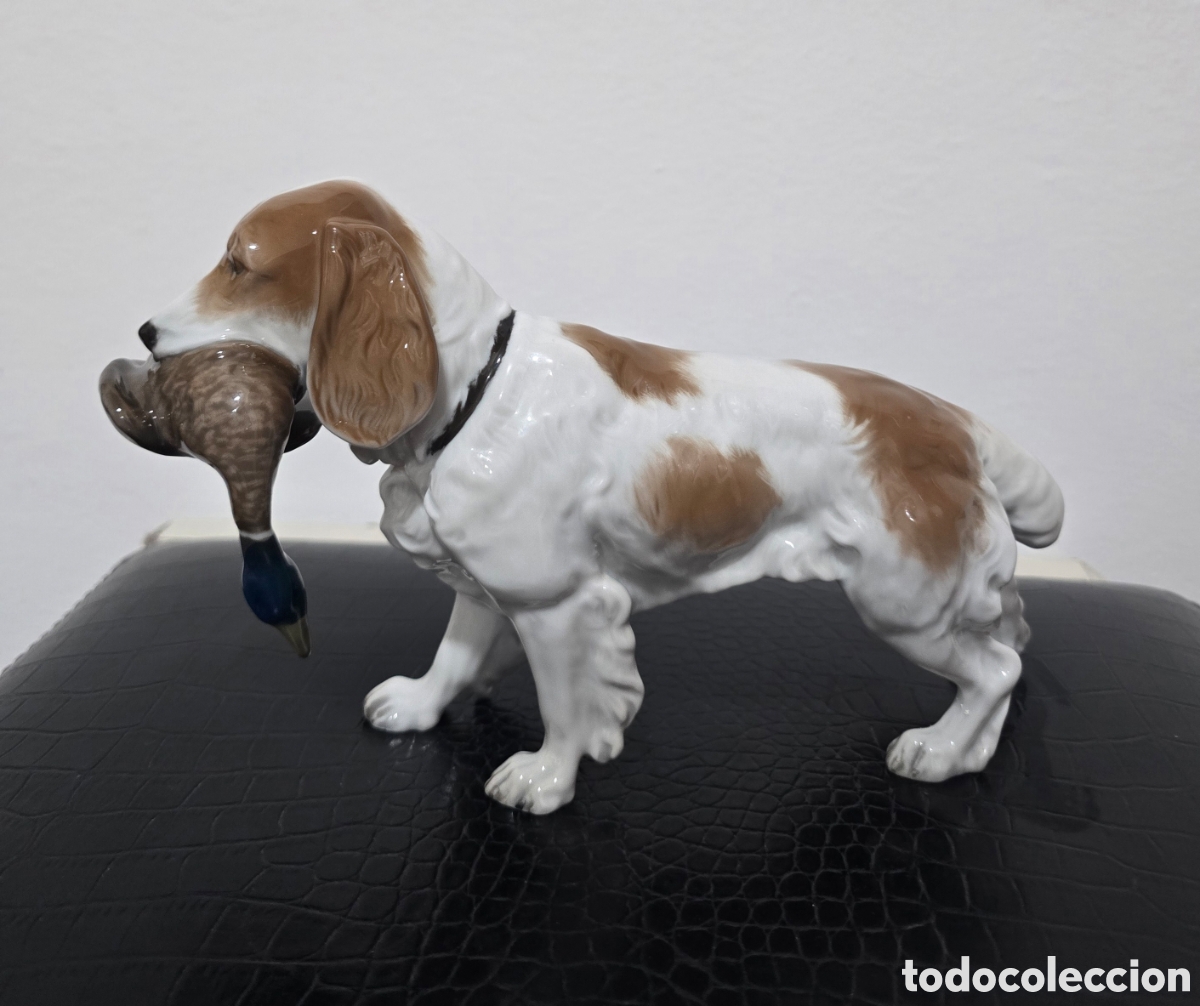 Antig&uuml;edades: Rosenthal Alemania Cocker Spaniel perro porcelana con pato 23x14
