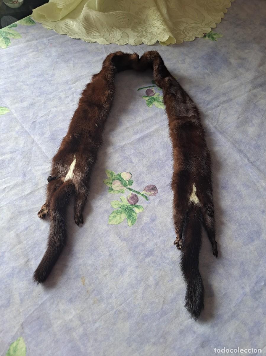 Antig&uuml;edades: Preciosa estola de 2 pieles de vis&oacute;n autentico.