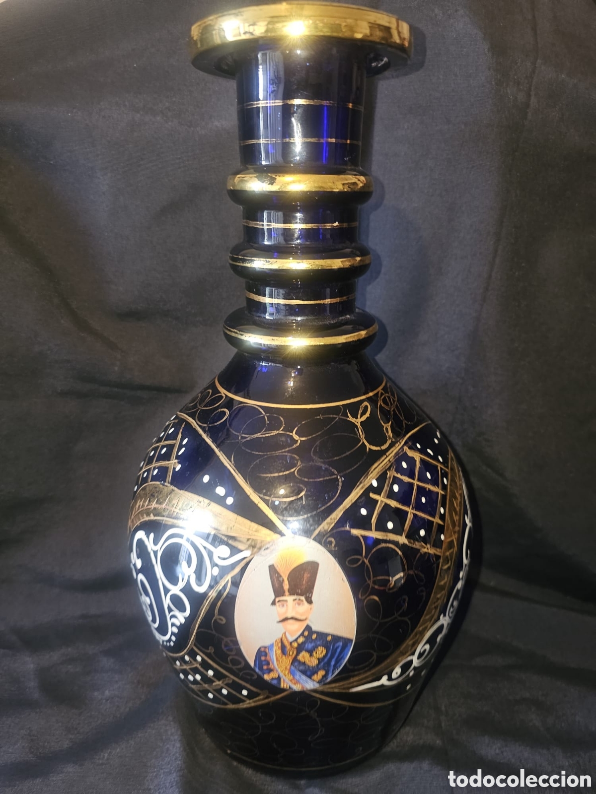 Antig&uuml;edades: Jarr&oacute;n/botella persa azul cobalto.