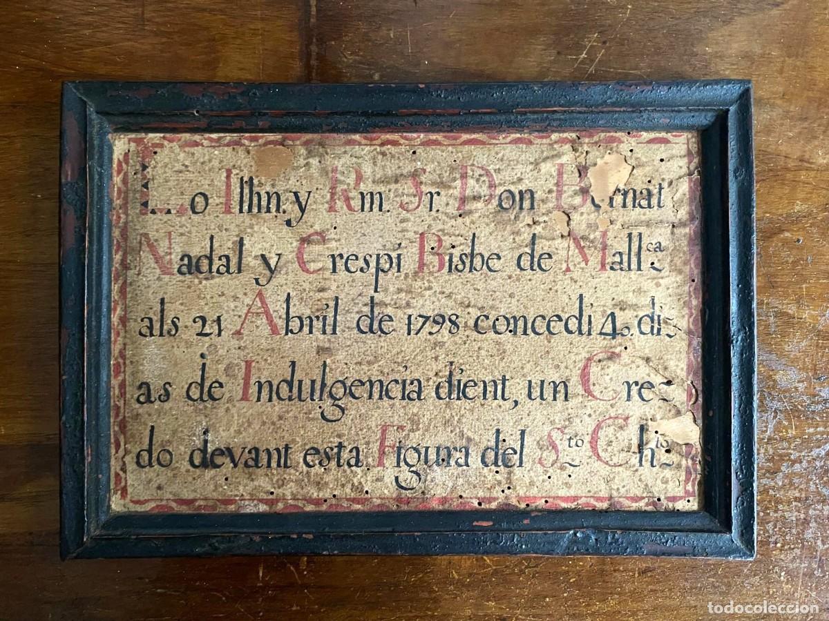 Antig&uuml;edades: Manuscrito, concesi&oacute;n de indulgencia, obispo Bernat Nadal i Cresp&iacute;, finales siglo XVIII, Mallorca.