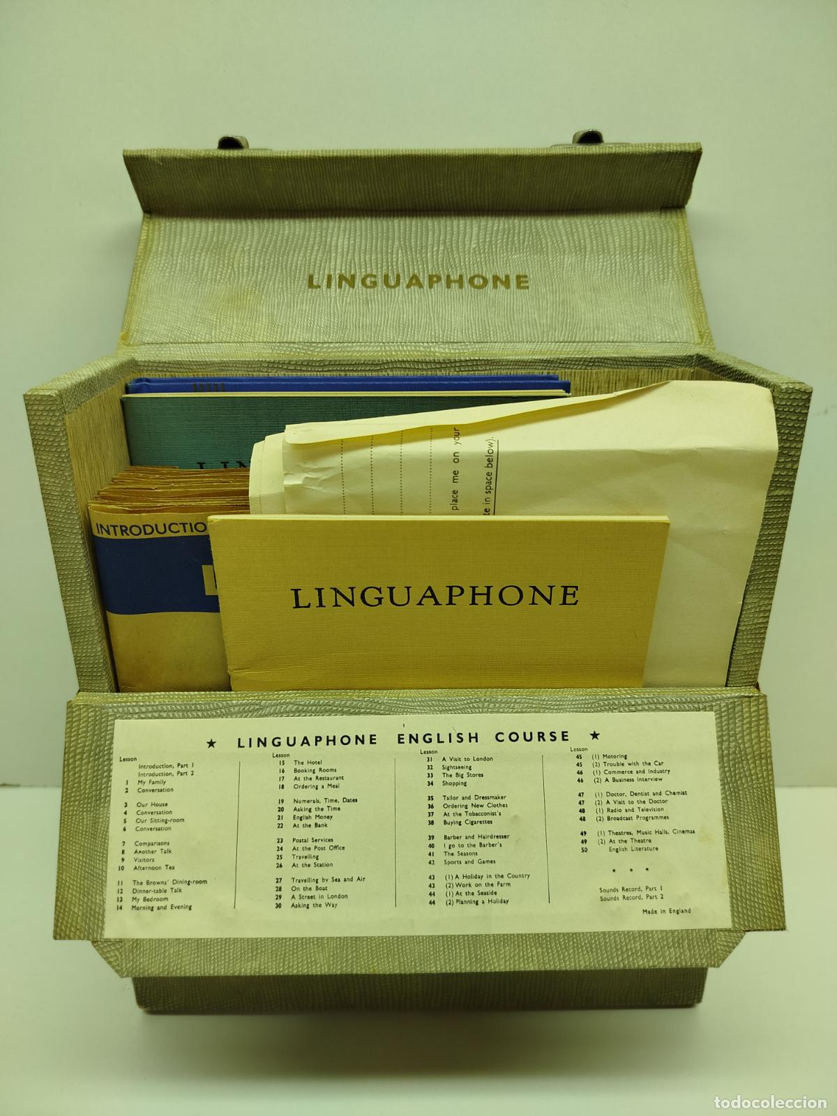 Antig&uuml;edades: ANTIGUO CURSO DE INGLES LINGUAPHONE - EN SU MALETIN DE TRANSPORTE - COMPLETO