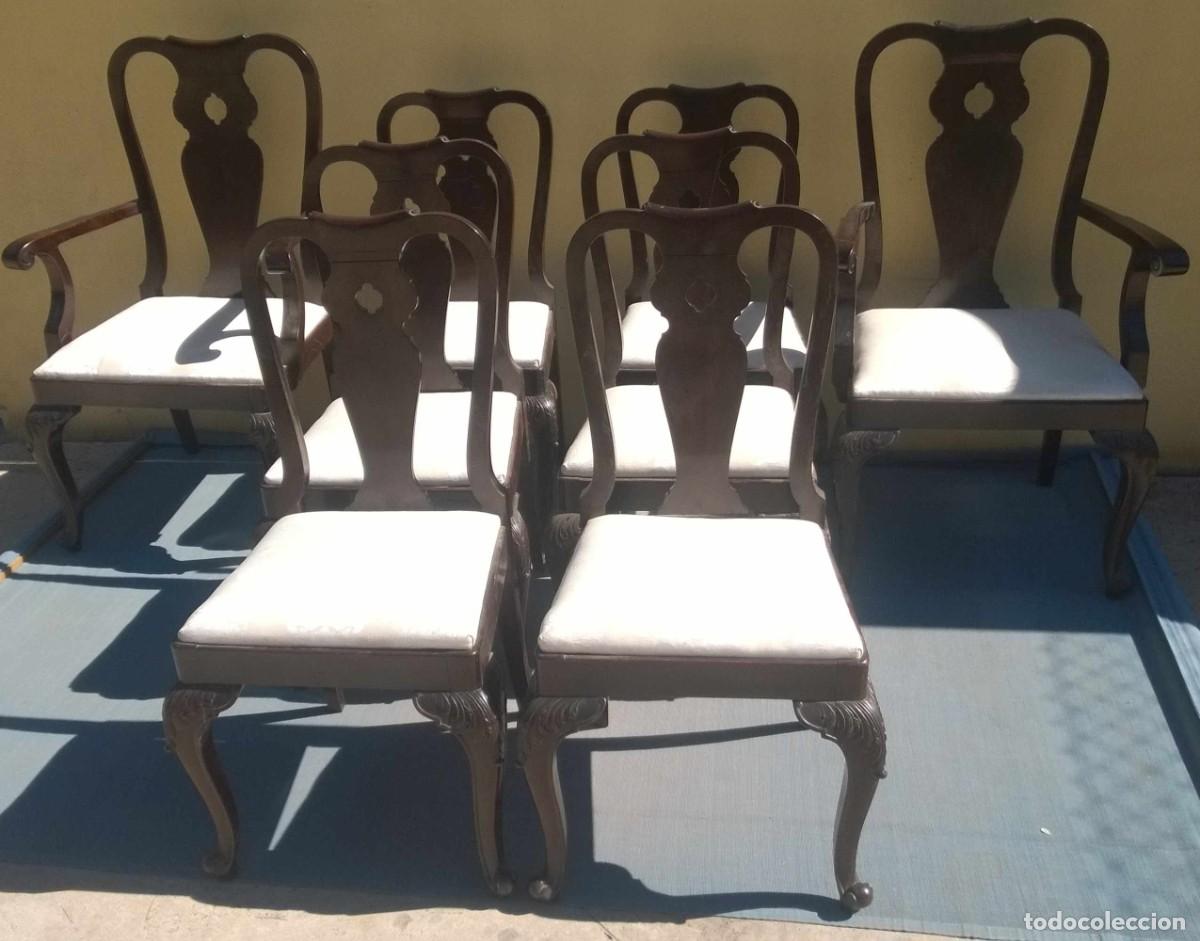 Antig&uuml;edades: MAGNIFICA SILLERIA 8 PIEZAS ESTILO CHIPPENDAL. CAOBA DE CUBA