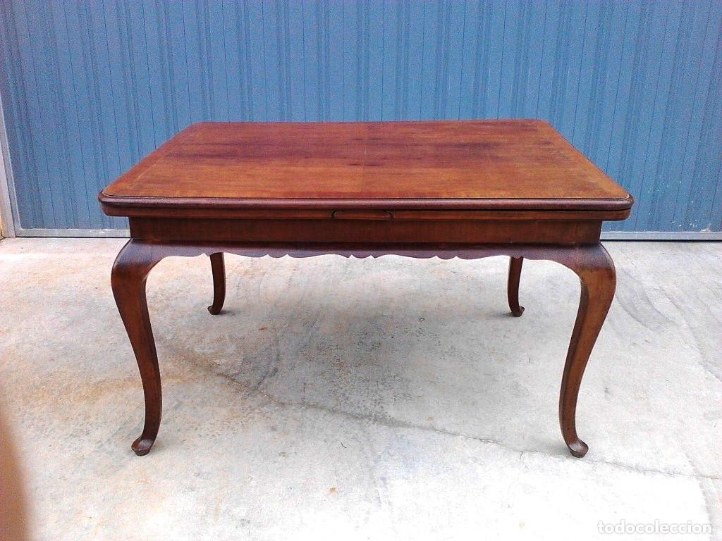 Antig&uuml;edades: MESA COMEDOR EN MADERA DE CAOBA. EXTENSIBLE CON LARGUEROS Y SOPORTES