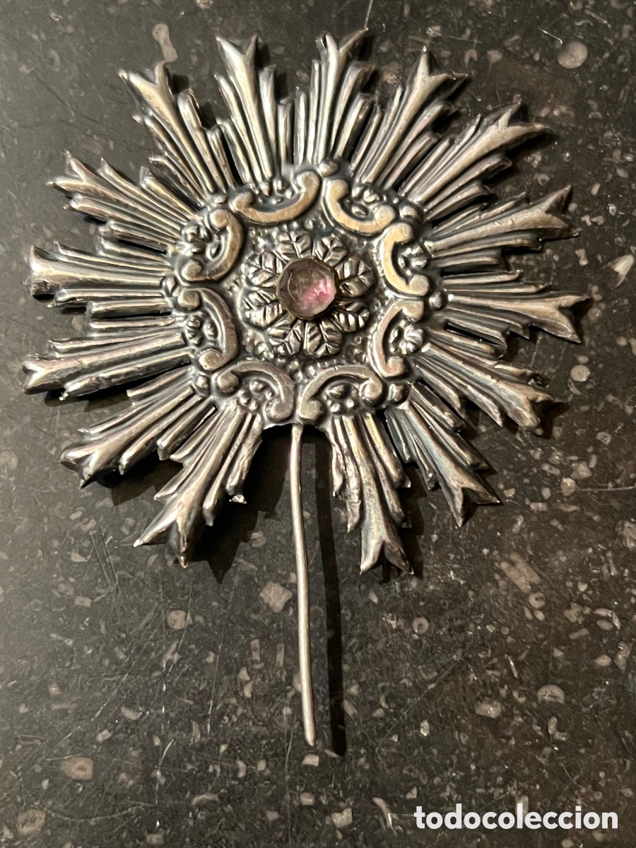 Antig&uuml;edades: Precioso resplandor en plata para santo o santa