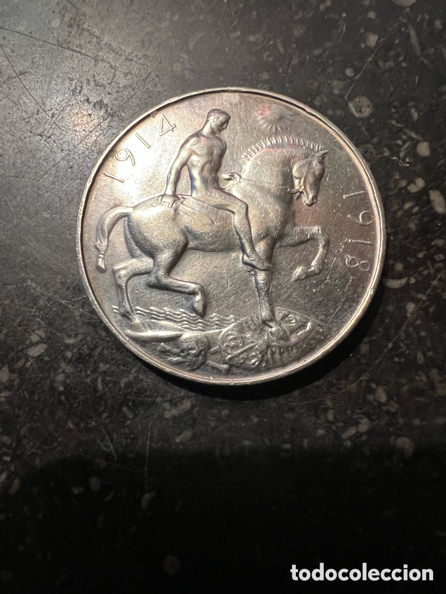 Antig&uuml;edades: Medalla plata condecoraci&oacute;n militar 1918 Inglaterra &eacute;poca jorge V