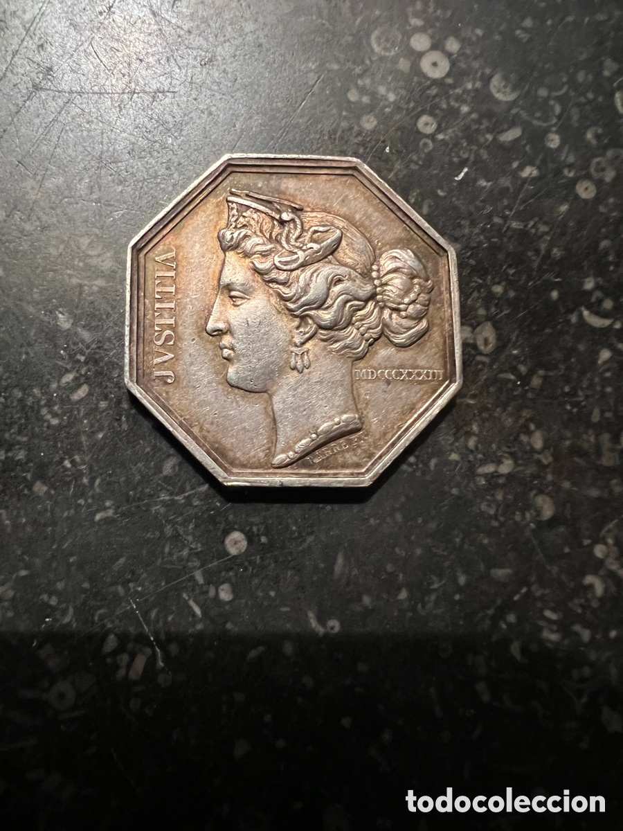 Antig&uuml;edades: Medalla plata Francia jeton notario 1833