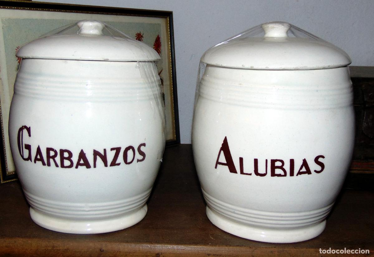 Antig&uuml;edades: JUEGO DE DOS BOTES DE COCINA , MANISES ALTURA 20 CM, EXCELENTE ESTADO