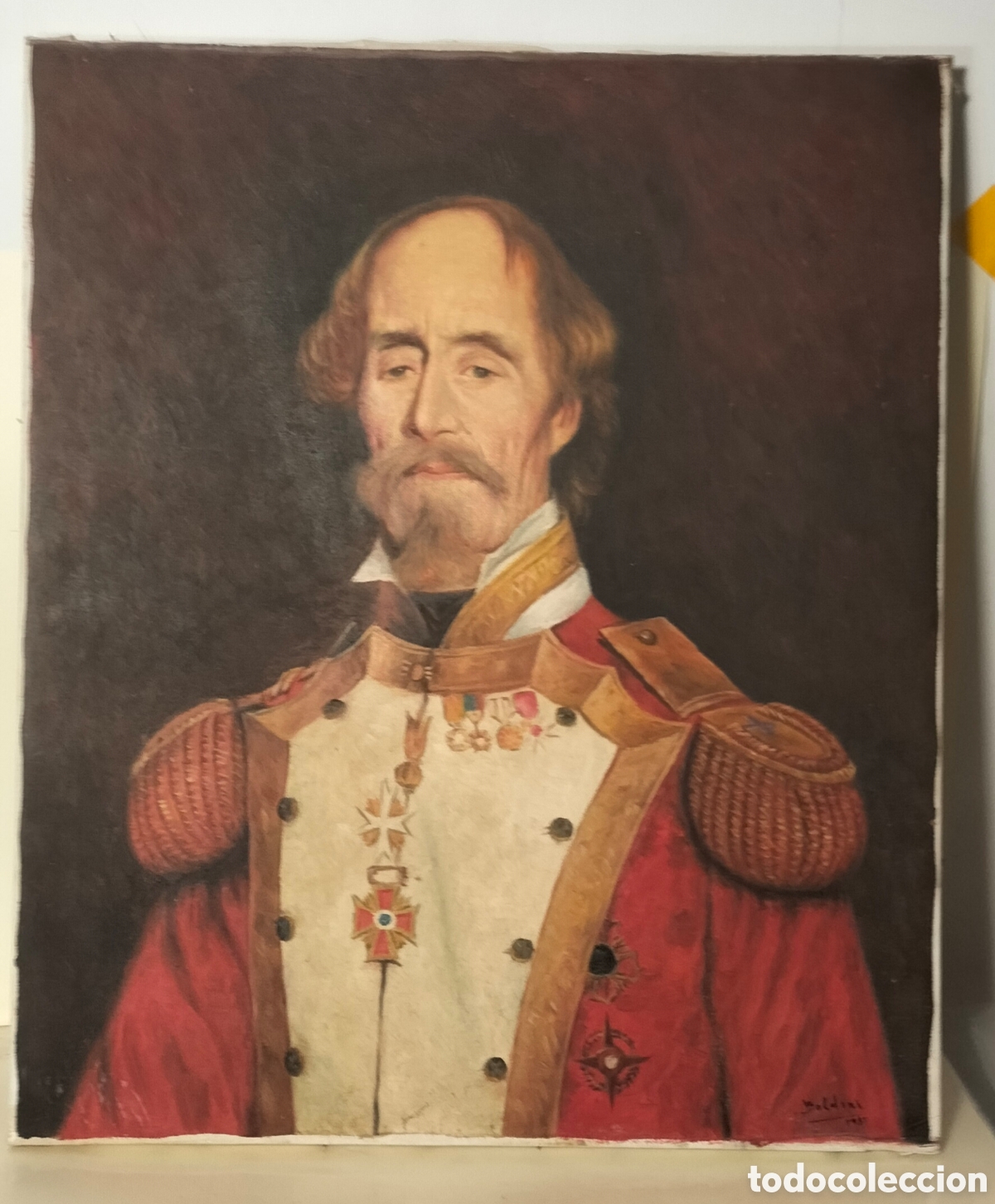Antig&uuml;edades: Pintura militar sobre lienzo.
