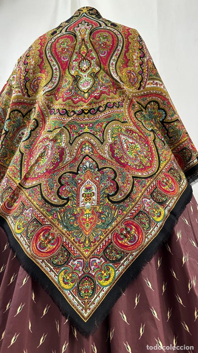 Antig&uuml;edades: Pa&ntilde;uelo de merino estampado. 160 cm - Foto 5