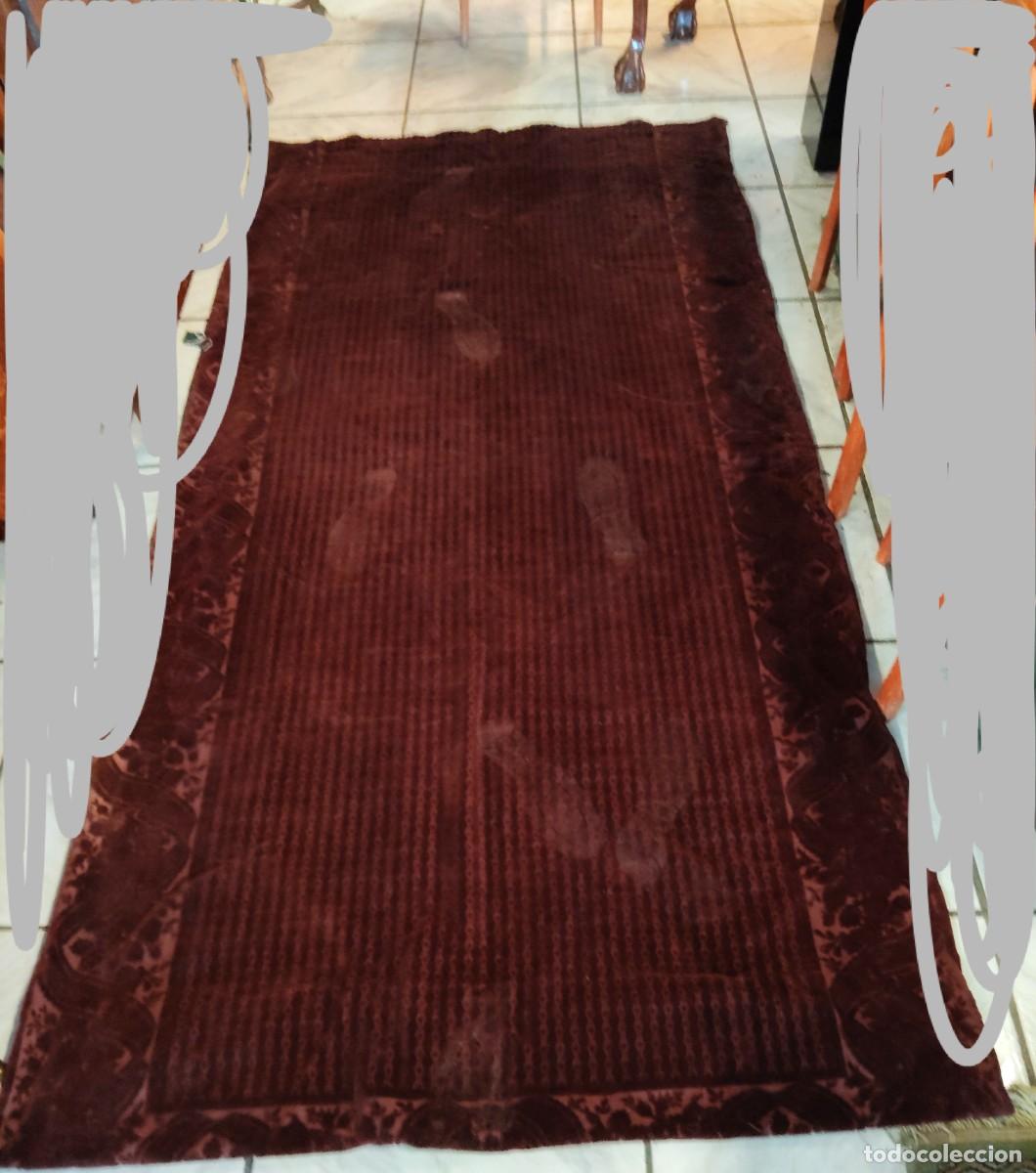 Antiques: Antigua Cortina de terciopelo recortado color berenjena