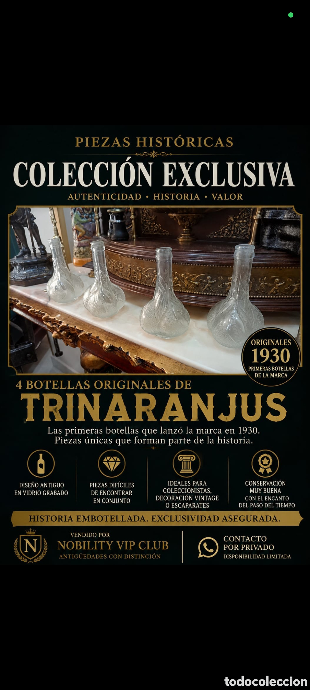 Antig&uuml;edades: Colecci&oacute;n de Botellas de Trinaranjus, primera &eacute;poca