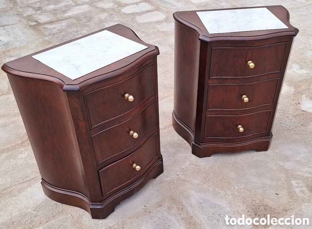 Antig&uuml;edades: Pareja de mesillas con marmol - Foto 5
