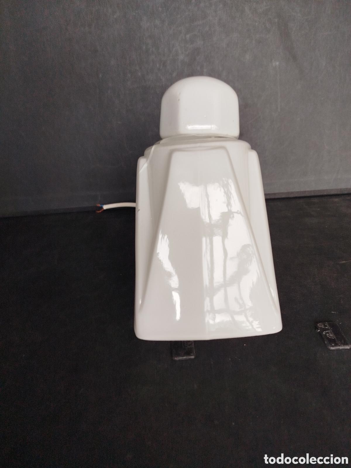 Antig&uuml;edades: LAMPARA APLIQUE DE BA&Ntilde;O D&Eacute;CO. LOZA Y OPALINA - Foto 6