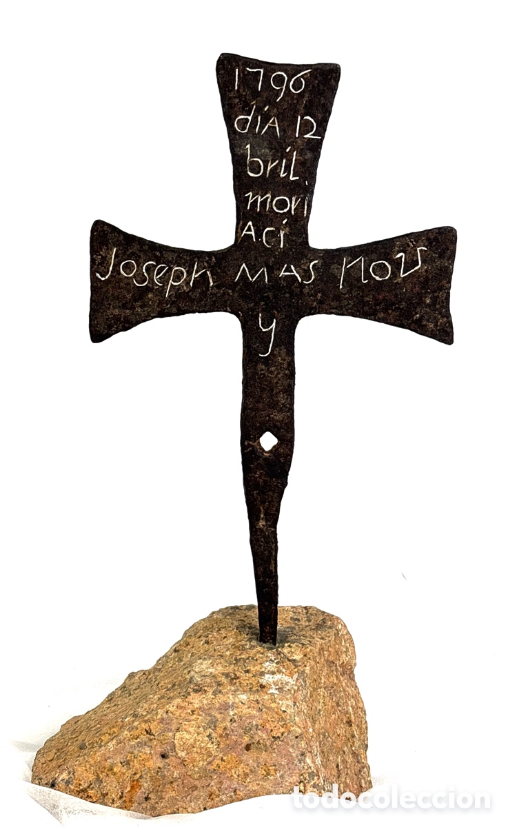 Antig&uuml;edades: Cruz de hierro forjado- marcador de tumba 1796