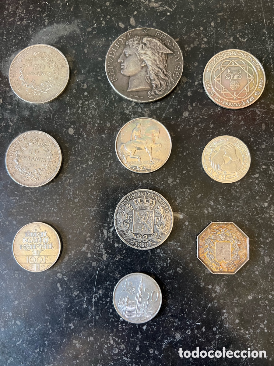 Antig&uuml;edades: Importante lote de monedas y medallas de colecci&oacute;n de plata ley 900 925 950