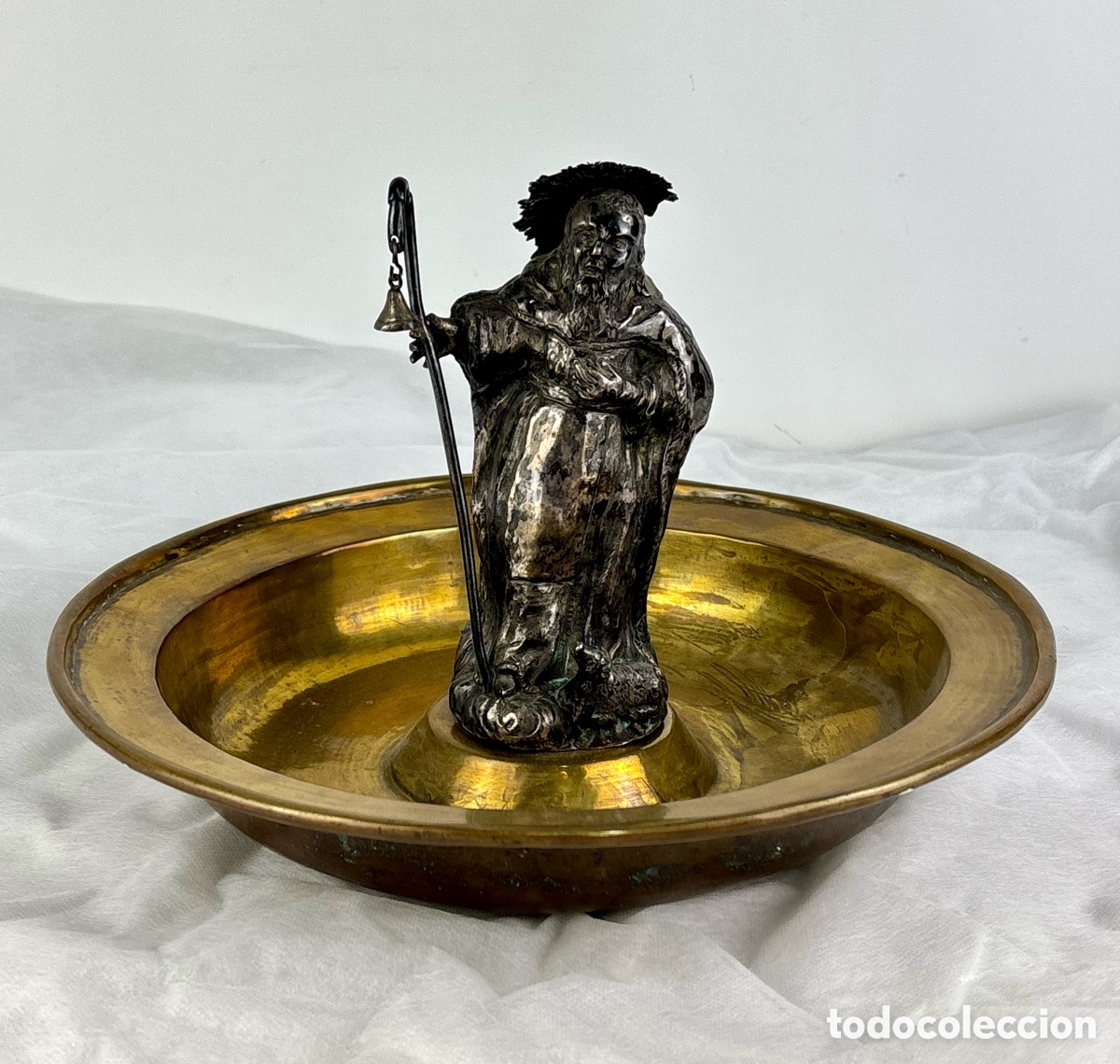 Antig&uuml;edades: PLATO PETITORIO CON SAN ANTONIO ABAD EN PLATA, SIGLO XVIII