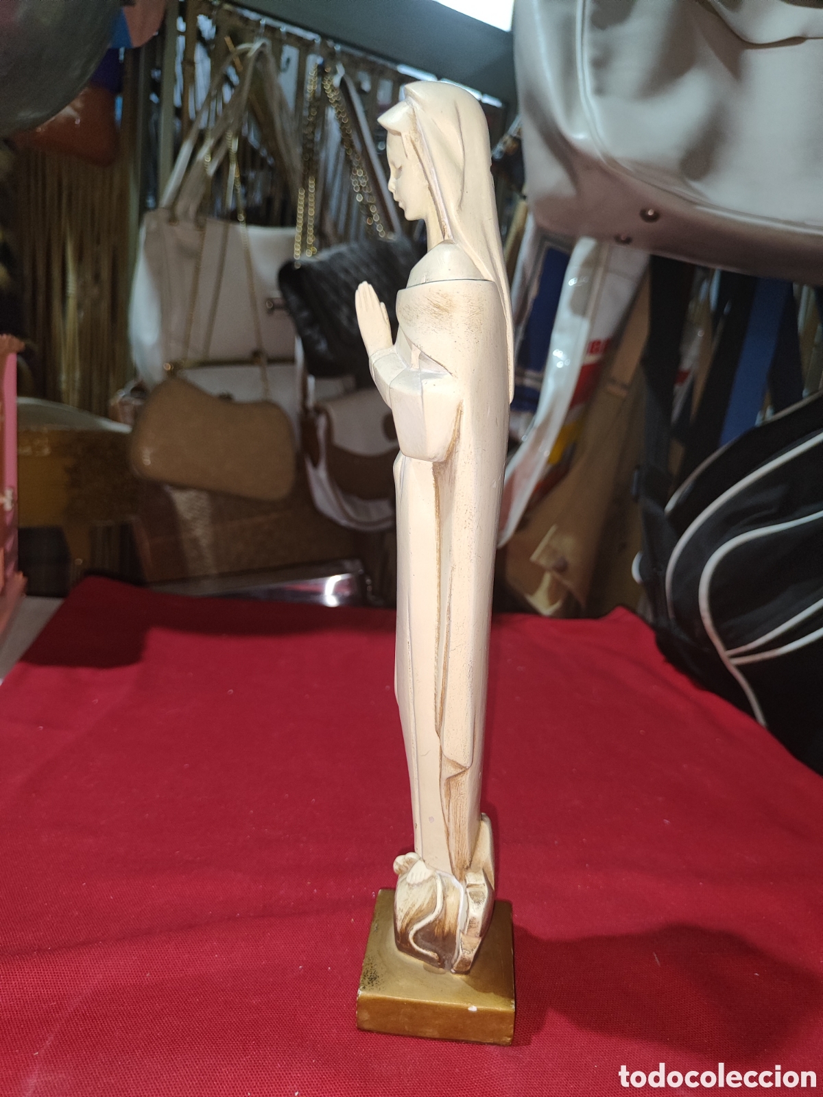 Antig&uuml;edades: Virgen milagrosa poderosa a&ntilde;os 80 de pasta de madera Olot - Foto 2