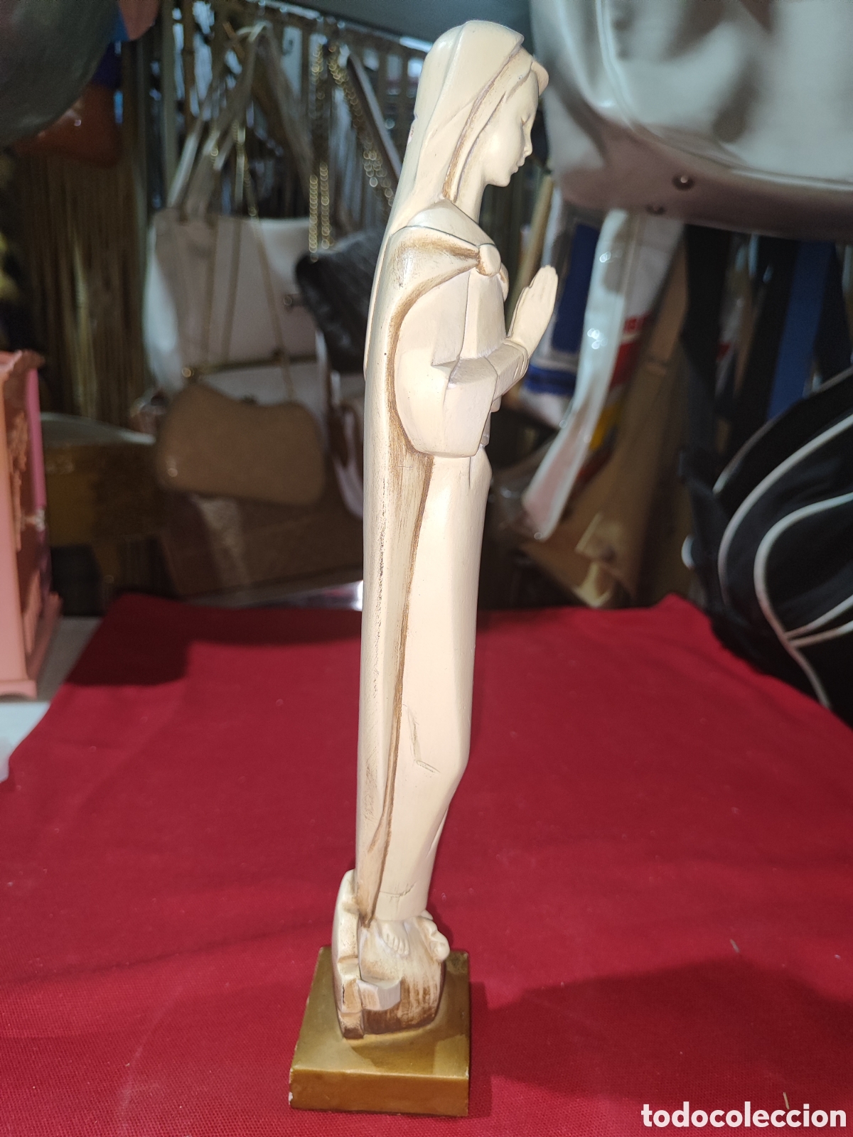 Antig&uuml;edades: Virgen milagrosa poderosa a&ntilde;os 80 de pasta de madera Olot - Foto 4