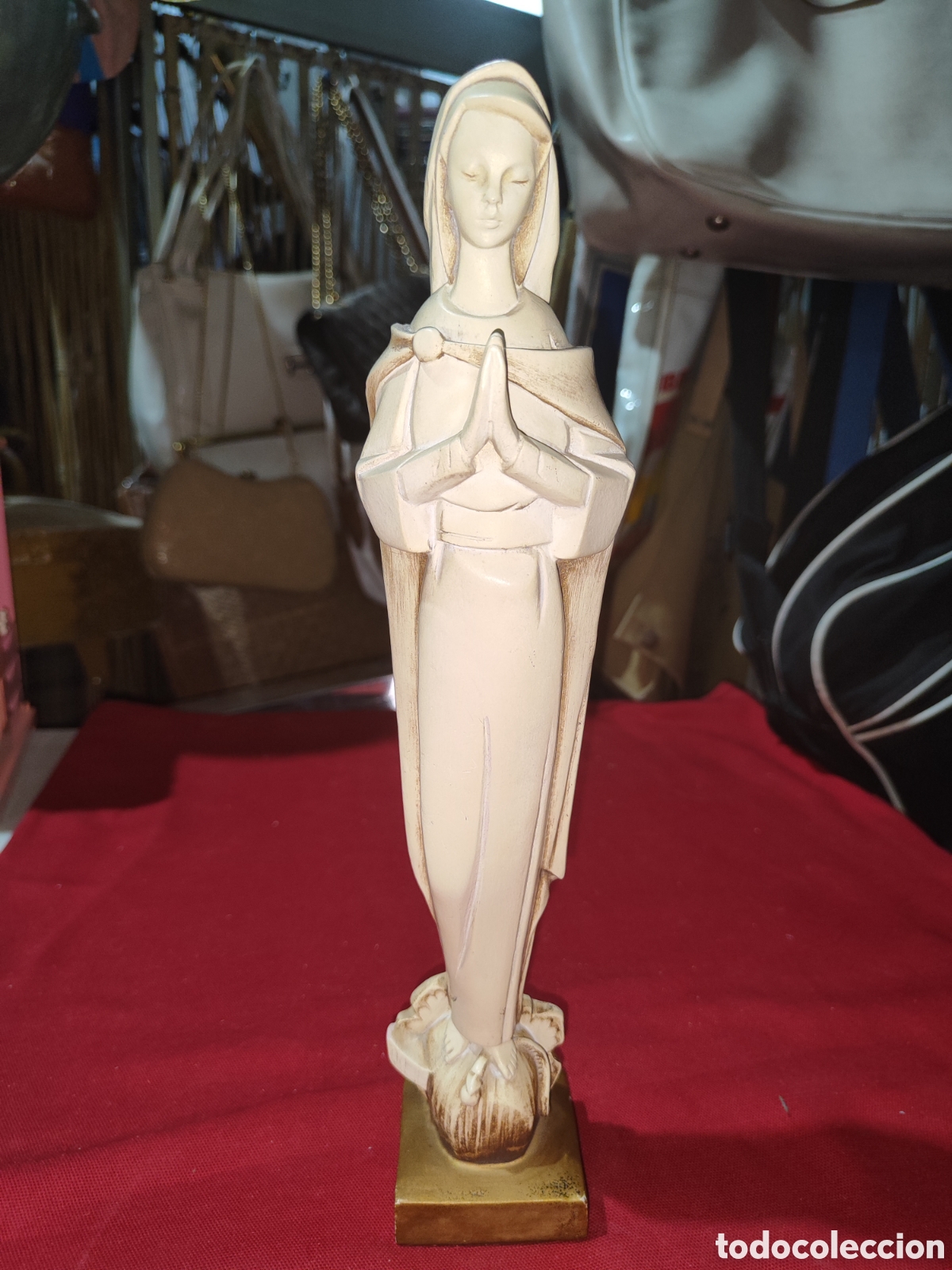 Antig&uuml;edades: Virgen milagrosa poderosa a&ntilde;os 80 de pasta de madera Olot - Foto 1